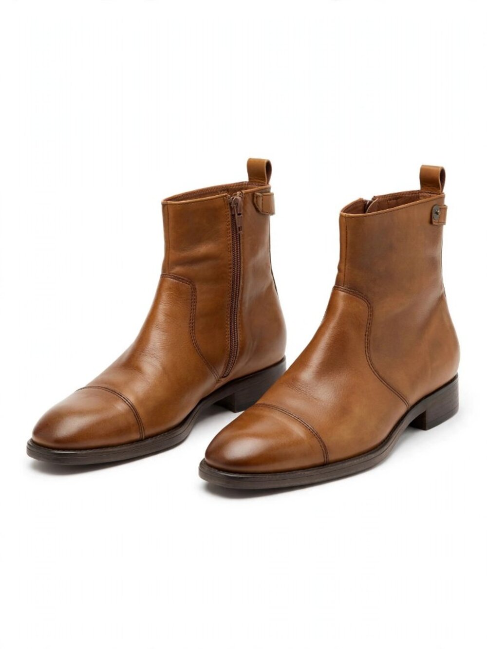 Johnston & Murphy Cap Toe Ankle Boots Men's 11 Brown Leather Zip